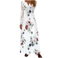 thumbnail image 1 of Robe à Manches Longues Femme Décontractée Col en V Manches Longues Taille Boutons Imprimé Robe Ample Robe d'Été à Manches Longues Robe d'Été Ample pour Femme Robe Longue d'Été pour Femme, 1 of 6
