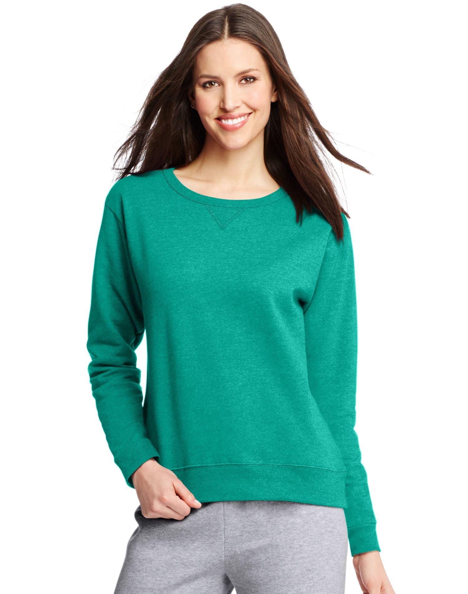Hanes Womens ComfortSoft EcoSmart Crewneck Sweatshirt, L, Fresh Greens Heather