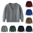 thumbnail image 1 of Tranfacy Chemises à Manches Longues pour Filles, Hauts d'Automne, Cardigan Tricoté en Molleton à Manches Longues pour Enfants, Chandail Uni à Col en V, Chemises à Boutons, 1 of 6