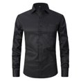 thumbnail image 3 of Japceit Chemise à Manches 3/4 Homme Mode Uni Col Rabattu Cardigan Haut de Bureau Chemise Hauts à Boutons, 3 of 6