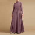 thumbnail image 1 of Gspmoly Robes pour Femmes, Robe Décontractée Grande Taille pour Femmes à Col Montant, Couleur Unie, Manches Longues, Hiver Automne, Basique, Maxi Longue Décontractée, Robe Quotidienne de Vacances, Robes Formelles pour Femmes, Offres du Jour, 1 of 6