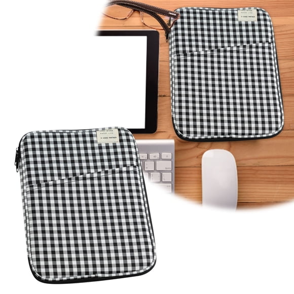 11 Inch Plaid Tablet Bag Durable with Pocket for Storage Slim