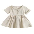 thumbnail image 1 of Robes d'Été pour Bébés Filles à Manches Courtes Bouton vers le Bas Robes, 1 of 9