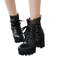 thumbnail image 4 of CEHVOM 2021 Automne et Hiver Nouvelles Bottines Courtes en Cuir à Bout Rond à Semelle Épaisse Style Britannique pour Femmes, 4 of 8
