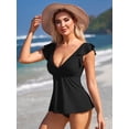 thumbnail image 4 of Charmo Ruffled V Neck Swim Tops for Womens Flowy Tankini Tops Padded Bathing Suit Tops(No Bottoms）, 4 of 6