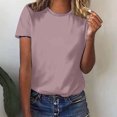 thumbnail image 2 of Timegard Short Sleeve Tops for Women Crew Neck Solid Color Comfy Casual Loose Shirts Top Basic Tee Blouse, 2 of 5