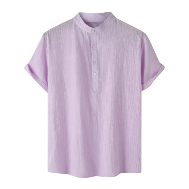 Birdeem Chemise Décontractée Homme à Manches Courtes avec Boutons, Col Montant, pour la Plage
