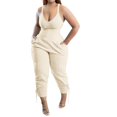 thumbnail image 1 of B91xZ Salopettes pour Femmes, Col Carré Sans Couture, Sans Manches, Beige G, 1 of 5