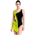thumbnail image 1 of RUNQHUI Robe de Patinage Artistique pour Femmes avec Strass Brillants, Justaucorps de Danse Lyrique pour Compétition, Jaune Fluorescent m, 1 of 7