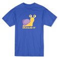 thumbnail image 1 of Cute Snail Graphic "Snailed It" Quote Underneath Men's Royal Blue T-shirt, 1 of 1