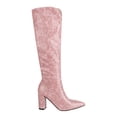 thumbnail image 2 of Bottes Mode Grande Taille Femmes Bottes à Tige Longue à Imprimé Serpent Chaussures à Talons Bas Pointues Bottes Bottes Cavalières, 2 of 9