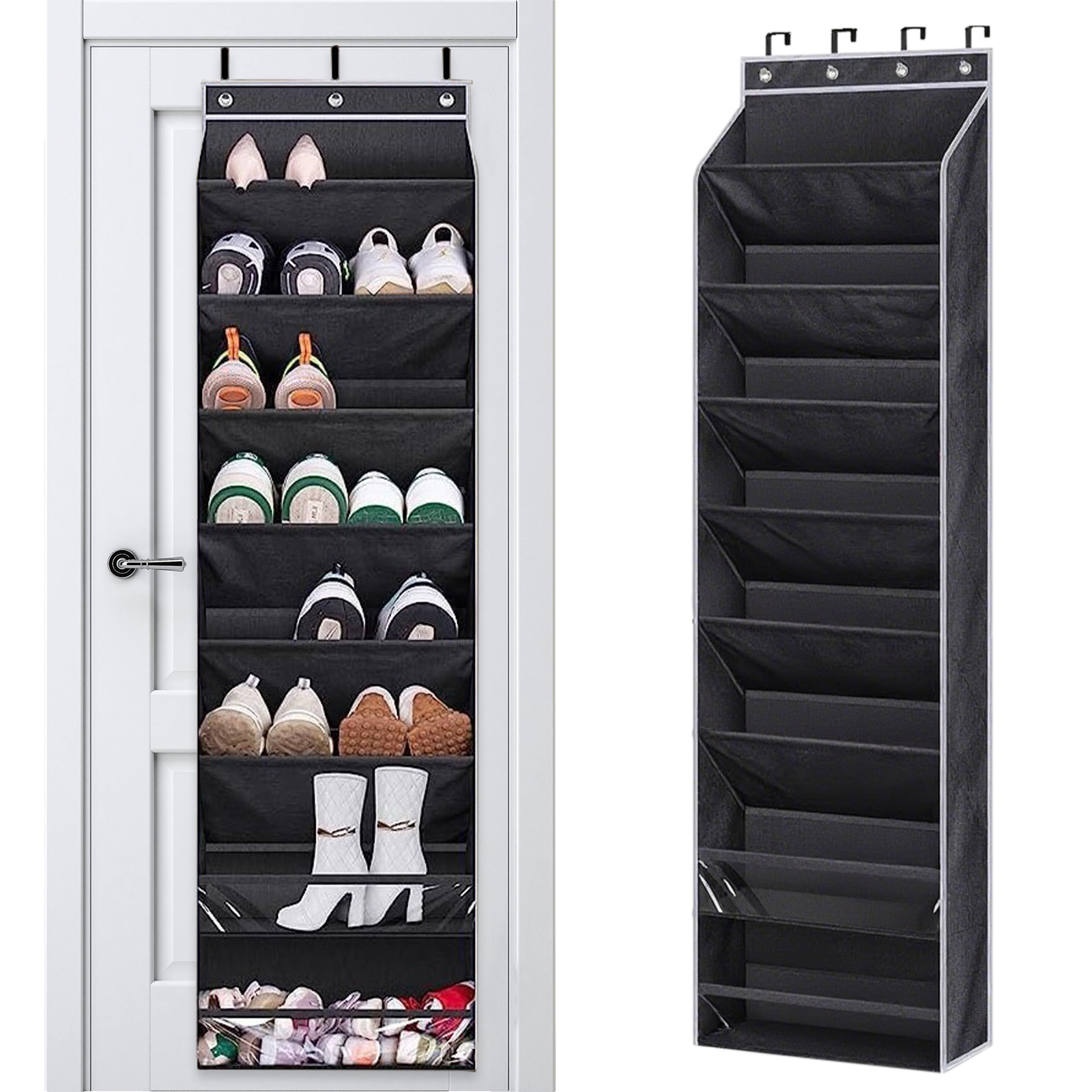 ZYNERY 163cm 10 Tier over The Door Shoe Rack,Hanging Shoe Organizer Suitable for Foyer Storage ,Hanging Shoe Rack for Closet Storage Boots(Black)