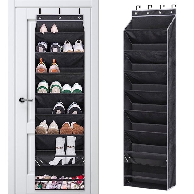 ZYNERY 163cm 10 Tier over The Door Shoe Rack,Hanging Shoe Organizer Suitable for Foyer Storage ,Hanging Shoe Rack for Closet Storage Boots(Black)