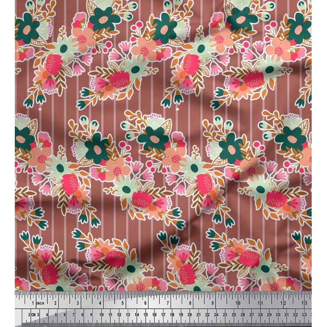 Soimoi Gold Moss Georgette Fabric Flying Woodpecker Bird Print Sewing Fabric Yard 42 Inch Wide