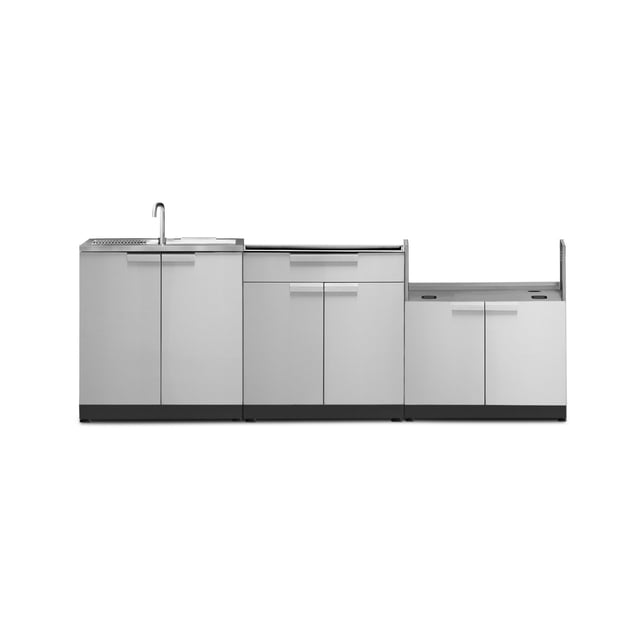 NewAge Products Armoire de Cuisine Extérieure en Acier Inoxydable, Ensemble de 3 Pcs avec Évier, Armoire de Bar et de Gril