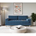 thumbnail image 1 of HMD Astoria Linen Square Arm 3-Seater Sofa with 2 Throw Pillow, Blue, 1 of 5