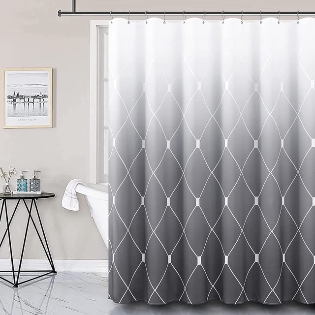 Rideau de Douche Gris Rideau de Bain Gris Clair Rideau de Douche Gris Ensemble de Rideau de Douche Gris Rideaux de Douche pour Salle de Bain Rideau de Douche Ombré Gris et Blanc Salle de Bain Moderne Inspiration Gris Argenté 72x72 Pouces