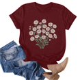thumbnail image 5 of Jienlioq Hauts de Sortie pour Femmes T-shirt Imprimé pour Amoureuse Col Rond Manches Courtes Bourgogne TTTG, 5 of 5