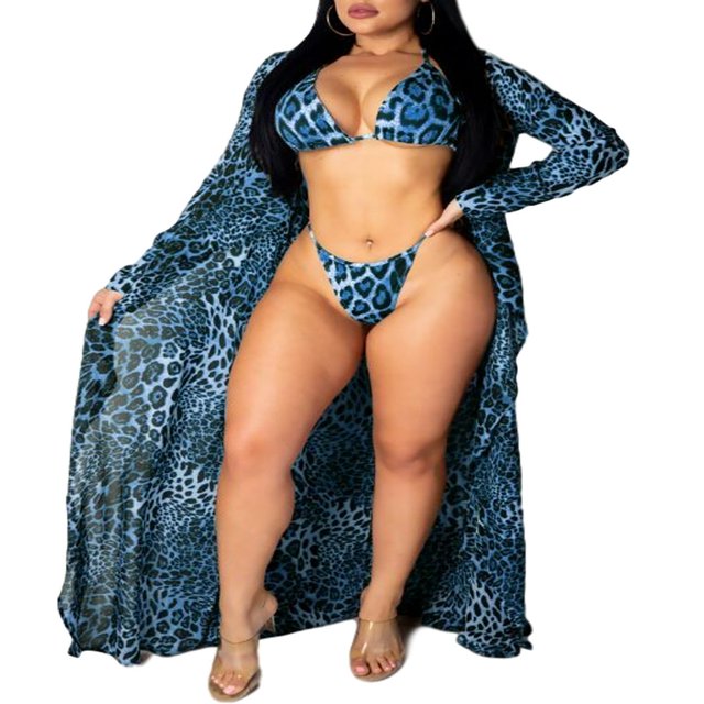 Bikini d'Été Femme Ensemble Bandage Léopard String Taille Basse Maillot de Bain