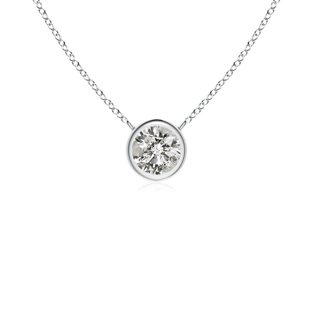 Angara Collier en Diamant Naturel - Collier Solitaire en Diamant Rond Serti Clos en Platine pour Femmes