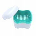thumbnail image 2 of Toothpaste Denture Cup Bath Box Case With Strainer Basket Retainer Case Soaking Container Denture Cleaning Cup For Upper And Lower(Light Green), Tooth care for Women, 2 of 4