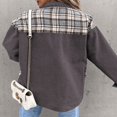 thumbnail image 2 of SHEWIN Women‘s Denim Jacket Plaid Patchwork Shacket Long Sleeve Button Down Oversized Jean Jacket Coat Green, 2 of 6