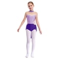 thumbnail image 1 of Jhaoyu Robe de Danse Lyrique pour Filles Robe de Ballet Enfants Sans Manches Gymnastique Justaucorps Jupe Haute Basse Violette 12, 1 of 7