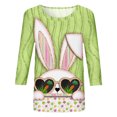 thumbnail image 4 of CEHVOM Mode Femmes Pâques Imprimé T-shirt Manches 3/4 Chemisier Col Rond Casual Tops Dégagement, 4 of 4