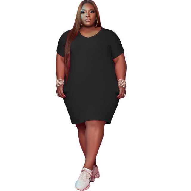 Plus Size Women Classic Fashion T shirt dress