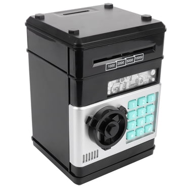 Electronic Piggy Bank, Simulation ATM Password Money Box Cash Coins Saving Box Gift for Kid[Black]