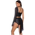 thumbnail image 2 of Runhomal Haut Court Deux Pièces pour Femme avec Strass Lyriques et Short Tenue de Danse Moderne Noir TG, 2 of 5