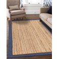 thumbnail image 1 of Indian Handmade Braided Navy Blue Border with Inner Natural Jute Area Rug, Home Décor Rug, Jute Rug for Bedroom, Dining Room, living room, Doormat Rug Size - 4' x 6' (120 cm x 180 cm), 1 of 5