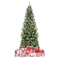 thumbnail image 1 of Patiojoy 7ft Pre-lit Artificial Christmas Tree Slim Artificial Xmas Tree w/ 350 Replaceable LED Lights & 818 Branch Tips, 1 of 10