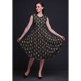thumbnail image 4 of Bimba Robe Midi Évasée d'Été Décontractée Sans Manches à Imprimé Floral de Trèfles Noirs pour Femme - Medium, 4 of 6