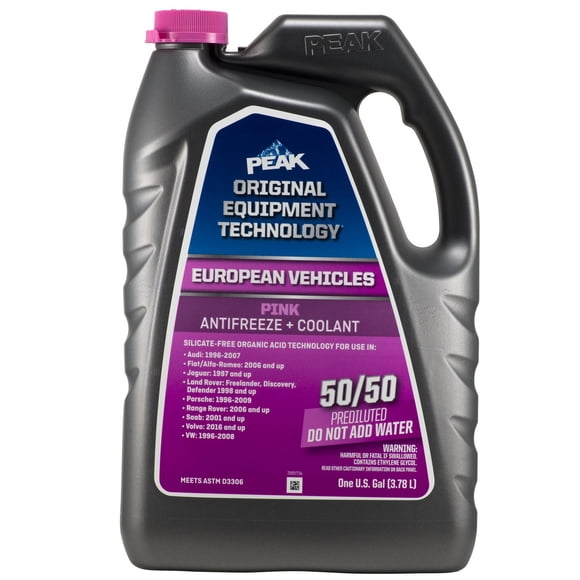 PEAK® OET Extended Life Pink 50/50 Pre-Diluted Antifreeze/Coolant for European Vehicles, 3.78 Liters