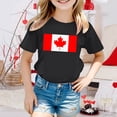 thumbnail image 2 of T-shirt à Manches Courtes pour Filles de la Fête du Canada, Col Rond d'Été, Coupe Décontractée, Chandails de Base, 2 of 4