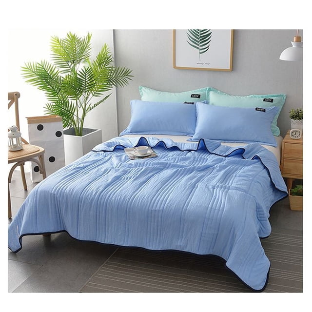 Birdeem Solid Color Washed Cotton Quilt, Reactive Print Anti-Fade, Compact Size for Sofa Bed & Travel