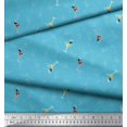 thumbnail image 2 of Soimoi Blue polyester Crepe Fabric Glass,Straw & Drinks Summer Designs Decor Fabric Printed Yard 52 Inch Wide, 2 of 3