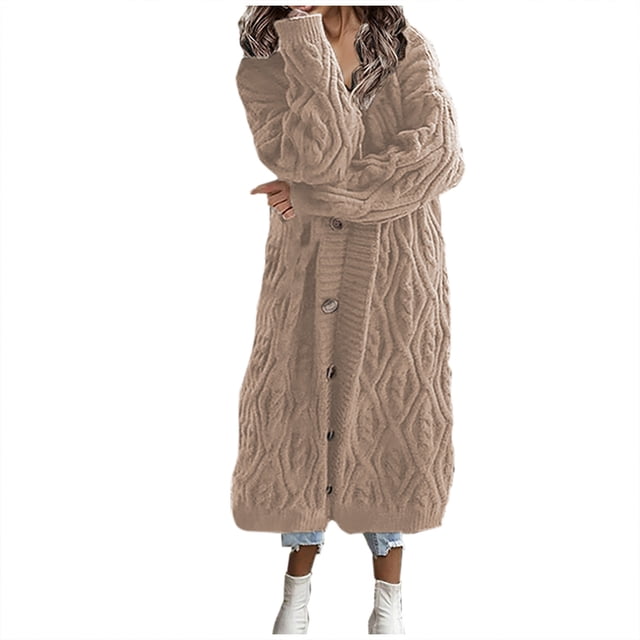 CEHVOM Femmes Décontracté Uni Tricot Cardigan Ample Manches Longues Chandails Hauts Liquidation