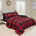 thumbnail image 1 of Marina Decoration Ultra Soft Luxury Fluffy Goose Down Alternative Bed in a Bag Rich Printed Comforter Set Includes Sheet Set, Red Black Plaid Pattern, 1 of 4