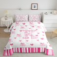 thumbnail image 1 of Erosebridal Bowknot K Bedding Full Comforter Set, Initial A to Z Letter Down Comforter, Geometric Stripe Decor, Reversible, 1 of 8