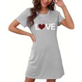 thumbnail image 4 of Jupe de Pyjama pour Femmes Chemises de Nuit pour Femmes Manches Courtes Chemises de Nuit pour Dormir Nuisette à Enfiler Douce Mignonne Imprimée Robe de Nuit Robes pour Femmes Tenue de Nuit Robe de Pyjama Gris P, 4 of 5
