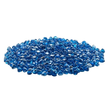 KFFKFF Verre à Feu, Roches de Foyer Résistantes aux Hautes Températures de 10 Lb / 4,5 kg, Perles de Diamant en Verre Réfléchissant pour Foyer de 1 Po / 25,4 mm, Bleu Caraïbe