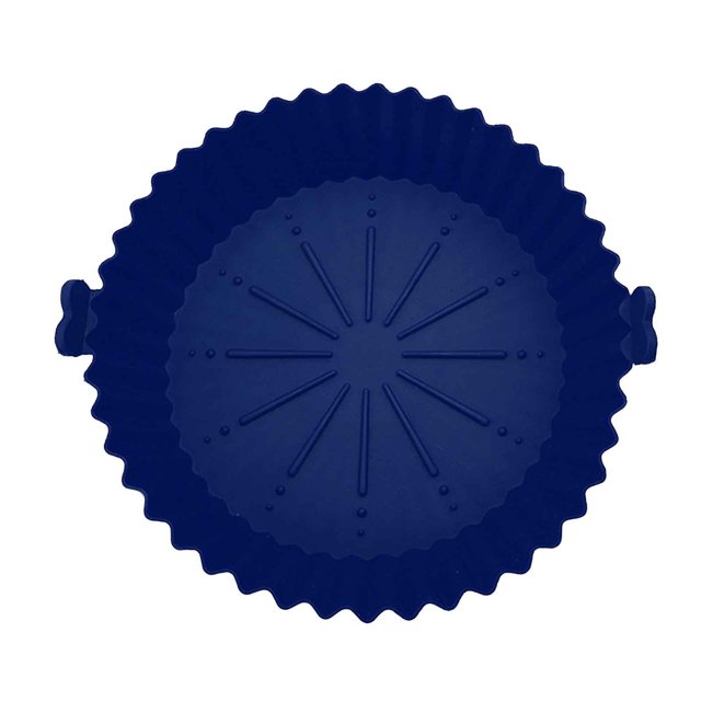 TIMIFIS Air Silicone Pots en pour Friteuse à, de Couleur Bleu Foncé, Conçus comme Doublure Réutilisable et Sécuritaire pour les Aliments. le pot Rond Présente un Bord Nervuré et un Motif d'Éclatement d'Étoiles à la base pour une Meilleure Circulation d'Air et une Cuisson Uniforme. Fabriqué en Silicone Sans BPA et Résistant à la Chaleur, Il Convient aux Friteuses à Air jusqu'à 8,5 Pouces de Diamètre. Idéal pour Remplacer le Papier Parchemin Jetable, Il Aide à Garder les Friteuses Propres et Va au Lave-Vaisselle.