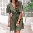 thumbnail image 4 of SMihono Robe d'Été Grande Taille pour Femmes 2023 Mode Imprimée Décontractée Printemps et Été Col en V Manches Courtes Longueur Genou, 4 of 4