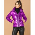 thumbnail image 3 of INSPIRE CHIC Veste Matelassée Courte Métallisée à Fermeture Éclair Holographique pour Femme, 3 of 6