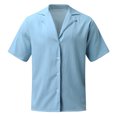 thumbnail image 5 of BOBOGOJP Chemises Boutonnées pour Hommes Rétro avec Poche Manches Courtes, Bleu Ciel L, 5 of 5