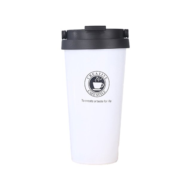 Decodeary Stylish Stainless Steel Car Coffee Mug Sip In Style On Move Coffee Lovers white 500ml 1Set