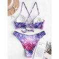 thumbnail image 3 of Ensemble Bikini Soutien-Gorge Léger à Lacets Imprimé Écailles pour Femmes, 3 of 6