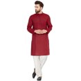 thumbnail image 1 of SKAVIJ Ensemble Kurta Pyjama Homme Coton Manches Longues Soirée Yoga Robe Red M, 1 of 6